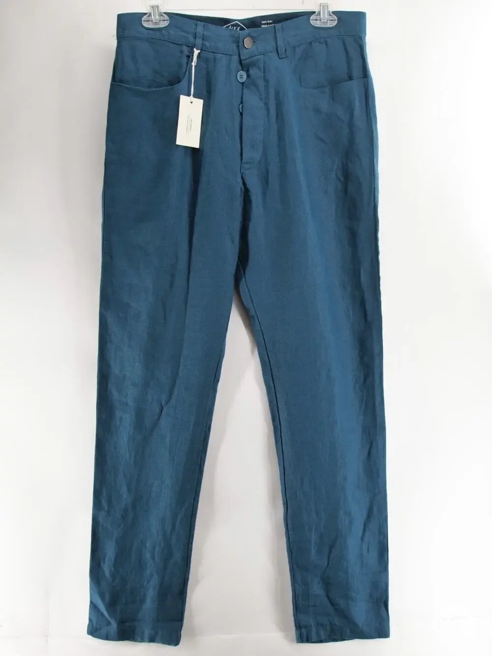 NWT Alex Crane Men's 30x30 Teal 100% Linen Casual Pants Summer Beach Lightweight